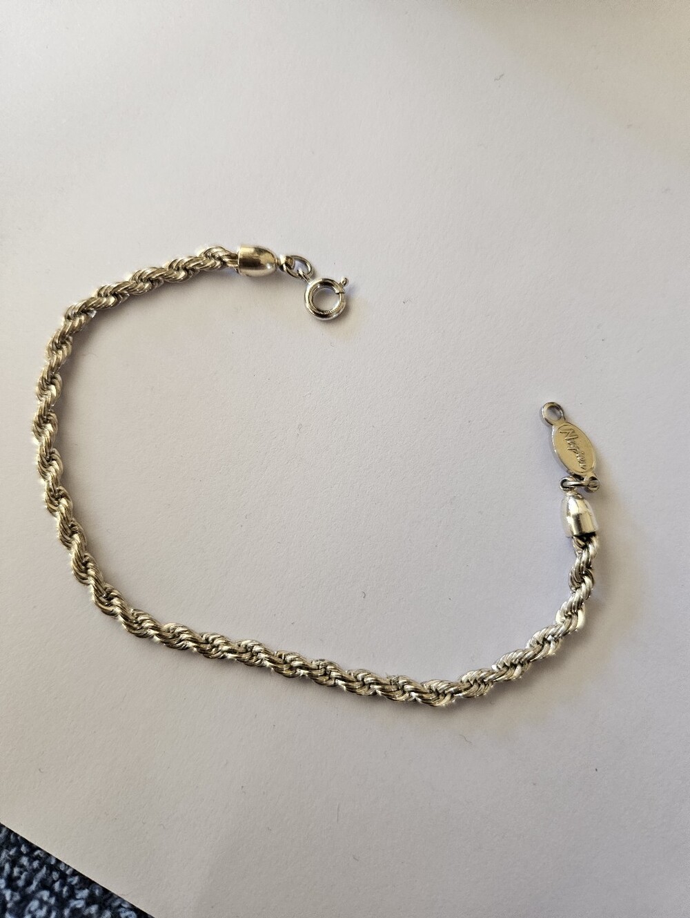 Napier Rope Chain Bracelet in Silver Tone 7 Inches